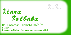 klara kolbaba business card